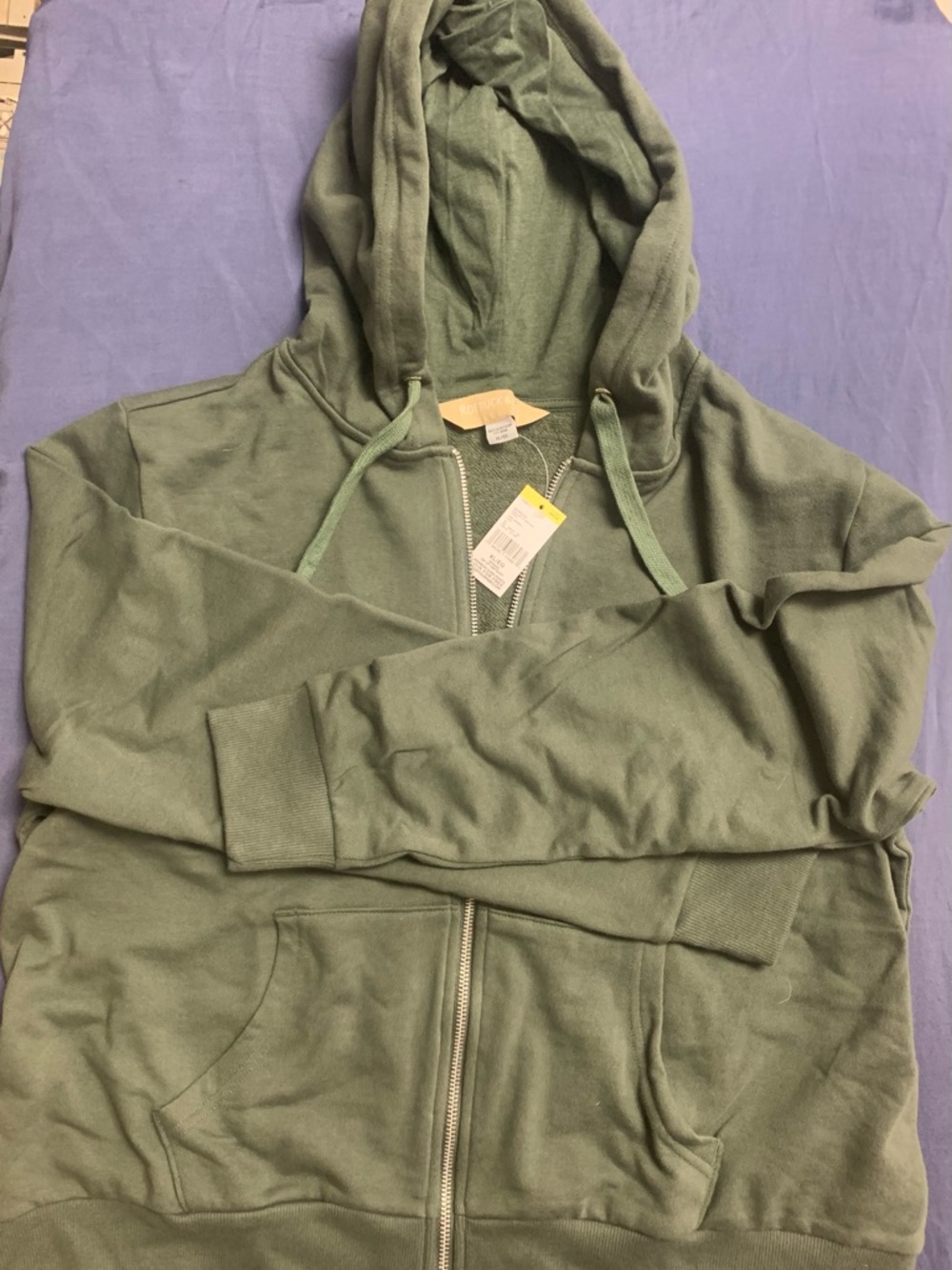Roebuck & Co. Women's Olive Green Zip-Up Hoodie Sweatshirt